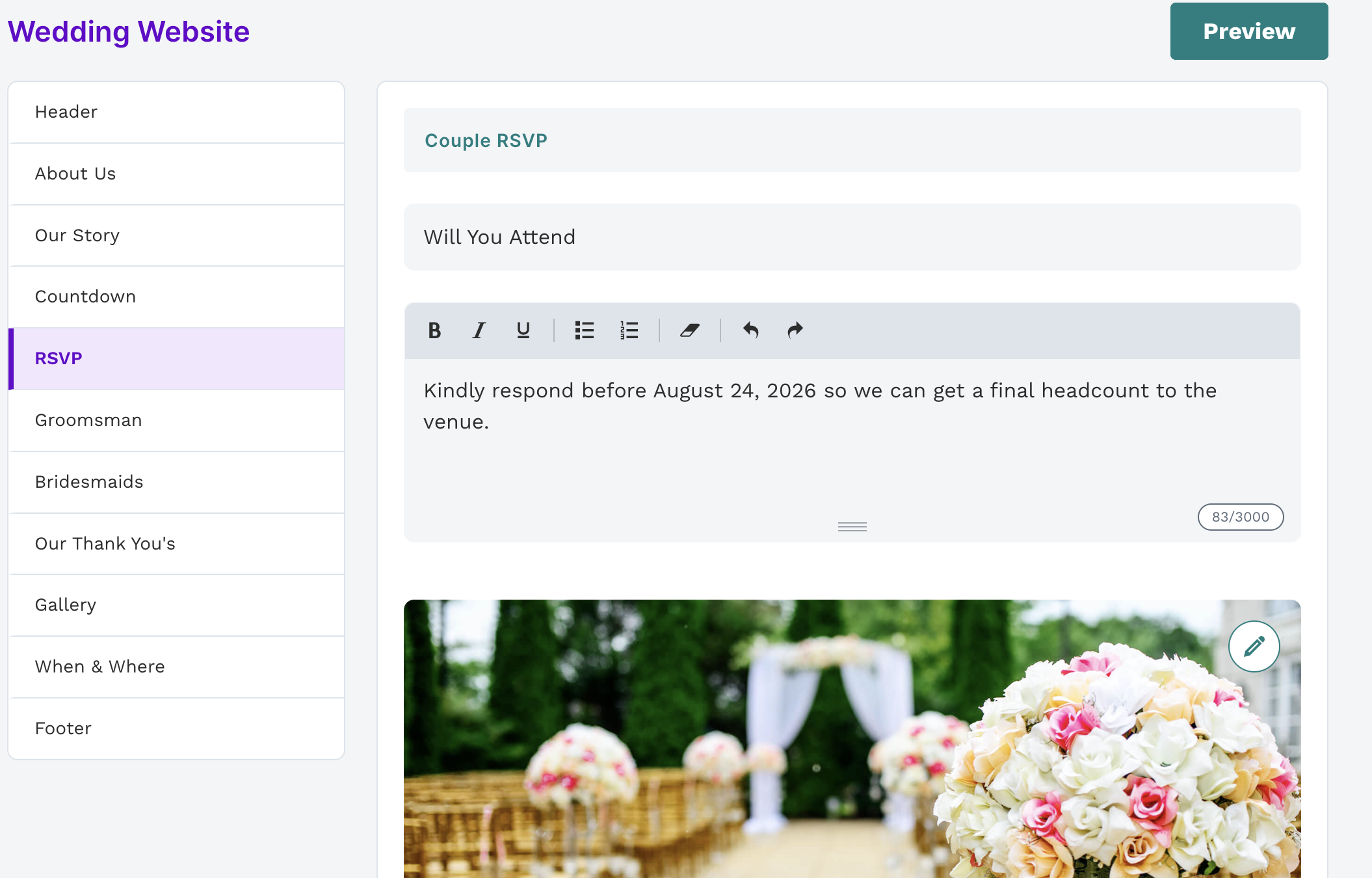 Wedding website template 6